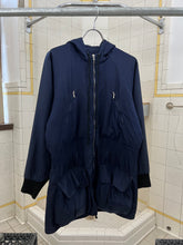 Load image into Gallery viewer, 1990s Katharine Hamnett Navy Silk Hooded Parka with Articulated Ribbed Cuffs - Size M