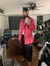 Load image into Gallery viewer, 1990s Armani Textured Iridescent Red Nylon Military Parka with Roll Hood - Size XL