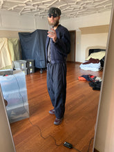 Load image into Gallery viewer, 1980s Armani Heavy Navy Cotton Cropped Bomber with Black Contrast Trim Detailing - Size XL