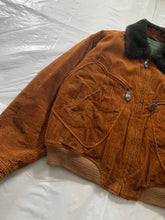 Load image into Gallery viewer, 1990s Armani Burnt Orange Corduroy B-15 Bomber Jacket with Removable Fur Collar and Articulated Shoulder Gusset - Size XL