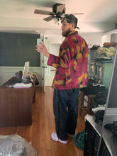 Load image into Gallery viewer, aw1997 Issey Miyake Wool Vibrant Camo Blazer with Leather Trim - Size L