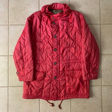 Load image into Gallery viewer, 1990s Armani Textured Iridescent Red Nylon Military Parka with Roll Hood - Size XL