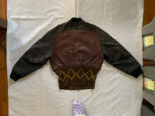 Load image into Gallery viewer, 1990s Armani Cropped Leather Bomber Jacket with Exaggerated Ribbing Hem - Size M