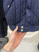 Load image into Gallery viewer, 1980s Armani Padded Navy Cropped Bomber with Black Contrast Trim Detailing - Size L