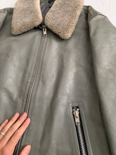 Load image into Gallery viewer, 1994 CDGH Slate Grey Leather Jacket with Removable Fur Collar - Size XL