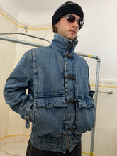 Load image into Gallery viewer, 1980s Marithe Francois Girbaud x Complemets Light Wash Denim Cargo Jacket with Front Buckle Closures - Size M