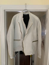 Load image into Gallery viewer, 1980s Issey Miyake White Dual Backzip Heavy Cotton Bomber Jacket with Asymmetric Closure - Size XL
