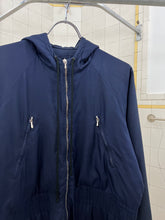 Load image into Gallery viewer, 1990s Katharine Hamnett Navy Silk Hooded Parka with Articulated Ribbed Cuffs - Size M