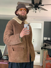 Load image into Gallery viewer, 1990s Armani Tan Suede Mouton Jacket - Size L