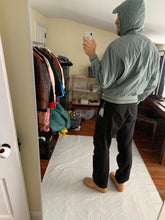 Load image into Gallery viewer, 1990s Armani Faded Olive Hooded Bomber with Modular Kangaroo Pouch - Size L