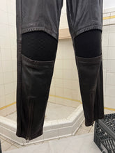 Load image into Gallery viewer, aw1996 Issey Miyake Brown Leather Moto Trousers with Ribbed Knee Panels - Size M