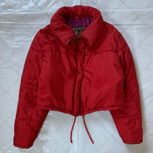 Load image into Gallery viewer, 1990s Armani Red High Neck Cropped Puffer Jacket - Size XS