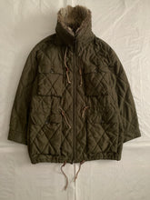Load image into Gallery viewer, 1990s Armani Olive Quilted M65 Field Jacket with Fur Collar - Size M