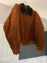 Load image into Gallery viewer, 1990s Armani Burnt Orange Corduroy B-15 Bomber Jacket with Removable Fur Collar and Articulated Shoulder Gusset - Size XL
