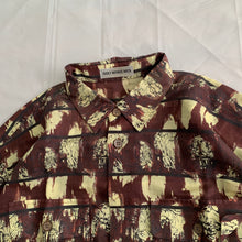 Load image into Gallery viewer, ss1996 Issey Miyake Green &amp; Maroon Graphic Striped Dyed Shirt - Size L