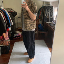 Load image into Gallery viewer, 1980s Issey Miyake Beige and Grey Stripe Short Sleeve - Size L