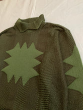 Load image into Gallery viewer, 1980s Issey Miyake Green Wool Turtleneck Sweater with Embossed Graphic - Size L