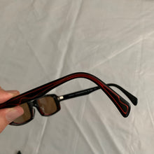Load image into Gallery viewer, 2000s Yohji Yamamoto Black Rectangular Sunglasses with Vibrant Red Wiring - Size OS