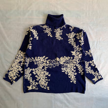 Load image into Gallery viewer, aw1986 Yohji Yamamoto Blue Olive Leaves Turtleneck - Size M