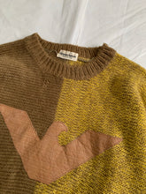 Load image into Gallery viewer, 1980s Armani Batwing Two Tone Mohair Sweater with Brown Leather Eagle Patch - Size M