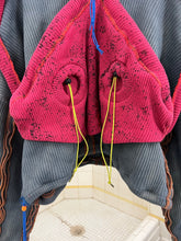Load image into Gallery viewer, Seeing Red Teal Dyed Elephant Trunk Hoodie with Red Token Bag - Size OS