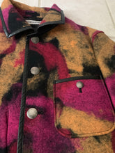Load image into Gallery viewer, aw1997 Issey Miyake Wool Vibrant Camo Blazer with Leather Trim - Size L