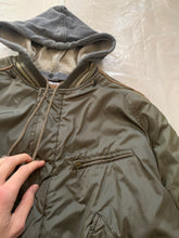 Load image into Gallery viewer, 1990s Armani Olive Nylon Bomber Jacket with Removable Hood - Size S