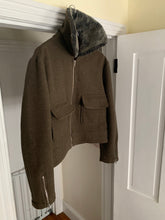 Load image into Gallery viewer, 1990s Katharine Hamnett Cropped Dark Khaki Wool Jacket with Fur Collar - Size M