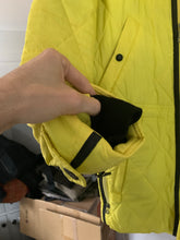 Load image into Gallery viewer, aw1993 Issey Miyake Quilted Yellow Nylon Moto Parka with Wrap Neck and Packable Hood - Size L