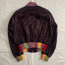 Load image into Gallery viewer, ss1993 Yohji Yamamoto Quilted Cropped Bomber with Ethnic Knitted Ribbing Details - Size OS