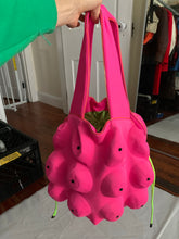 Load image into Gallery viewer, ss2004 Issey Miyake Futuristic Deformed Pink Neoprene Backpack / Tote Bag with Transparent Piping Trim - Size OS