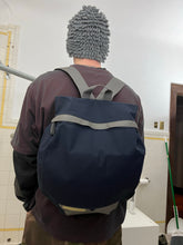 Load image into Gallery viewer, Late 1990s Mandarina Duck Navy 'Basis' Zaino Circular Backpack - Size OS