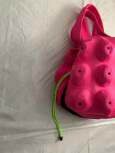 Load image into Gallery viewer, ss2004 Issey Miyake Futuristic Deformed Pink Neoprene Backpack / Tote Bag with Transparent Piping Trim - Size OS