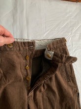 Load image into Gallery viewer, 1990s Armani Faded Mud Brown Trousers with Side Seam Zipper Pocket - Size L