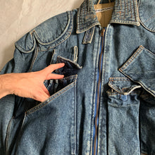 Load image into Gallery viewer, 1980s Katharine Hamnett Denim Cargo Bomber Jacket - Size L
