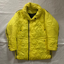 Load image into Gallery viewer, aw1993 Issey Miyake Quilted Yellow Nylon Moto Parka with Wrap Neck and Packable Hood - Size L
