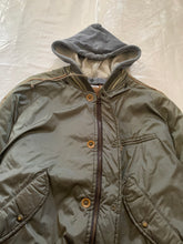 Load image into Gallery viewer, 1990s Armani Olive Nylon Bomber Jacket with Removable Hood - Size S