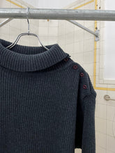 Load image into Gallery viewer, 1980s Marithe Francois Girbaud Wide Side Button High Neck Sweater with Cutout Pockets - Size S