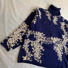 Load image into Gallery viewer, aw1986 Yohji Yamamoto Blue Olive Leaves Turtleneck - Size M