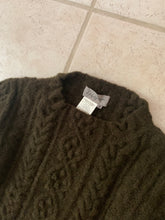 Load image into Gallery viewer, 1990s Yohji Yamamoto Cropped Olive Cableknit Sweater - Size S